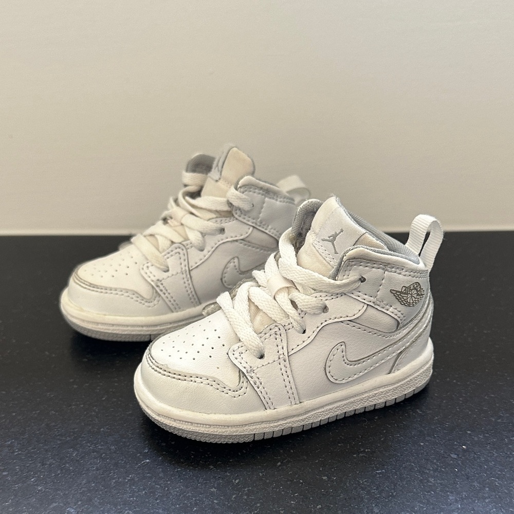 Baby Size 4C Jordan Kids White and Gray Sneakers